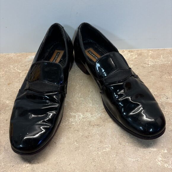 Florsheim Shoes Men 38 Penny Loafers Slip On Flats 449705 Black Patent Leather - Picture 1 of 10